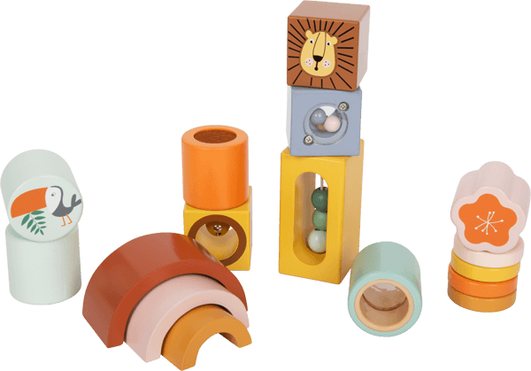 Wooden Safari Explorer's Sensory Tactile Sound Building Blocks