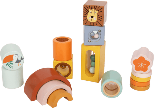 Wooden Safari Explorer's Sensory Tactile Sound Building Blocks