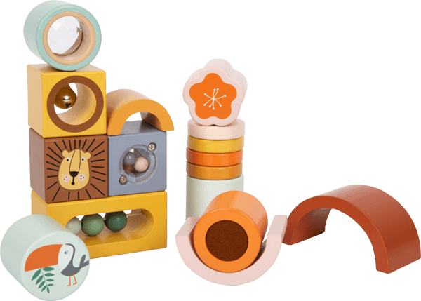 Wooden Safari Explorer's Sensory Tactile Sound Building Blocks