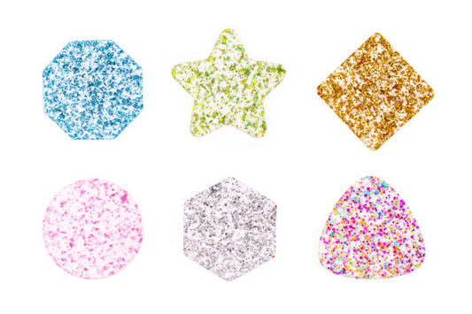 Glitter Acrylic Tactile Shapes - 6 Pieces