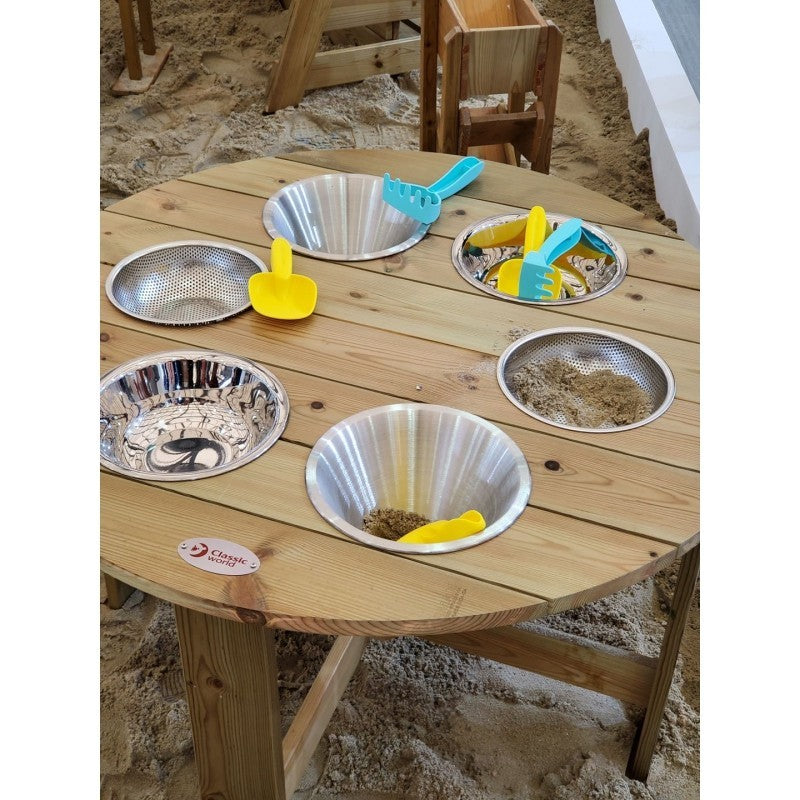 Sand and Water Play Round Wooden Table