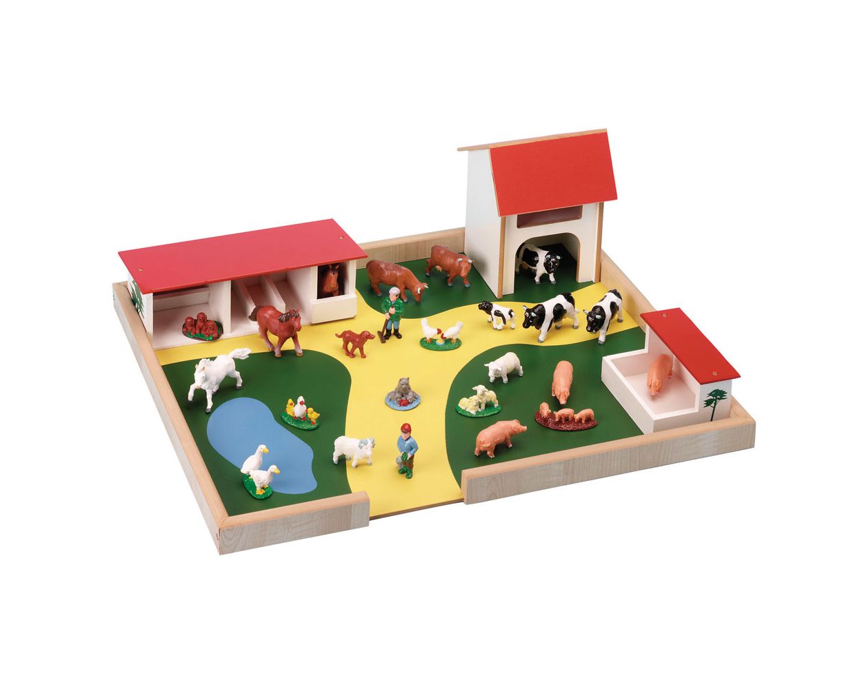 Wooden Farm and Farm Animals Set